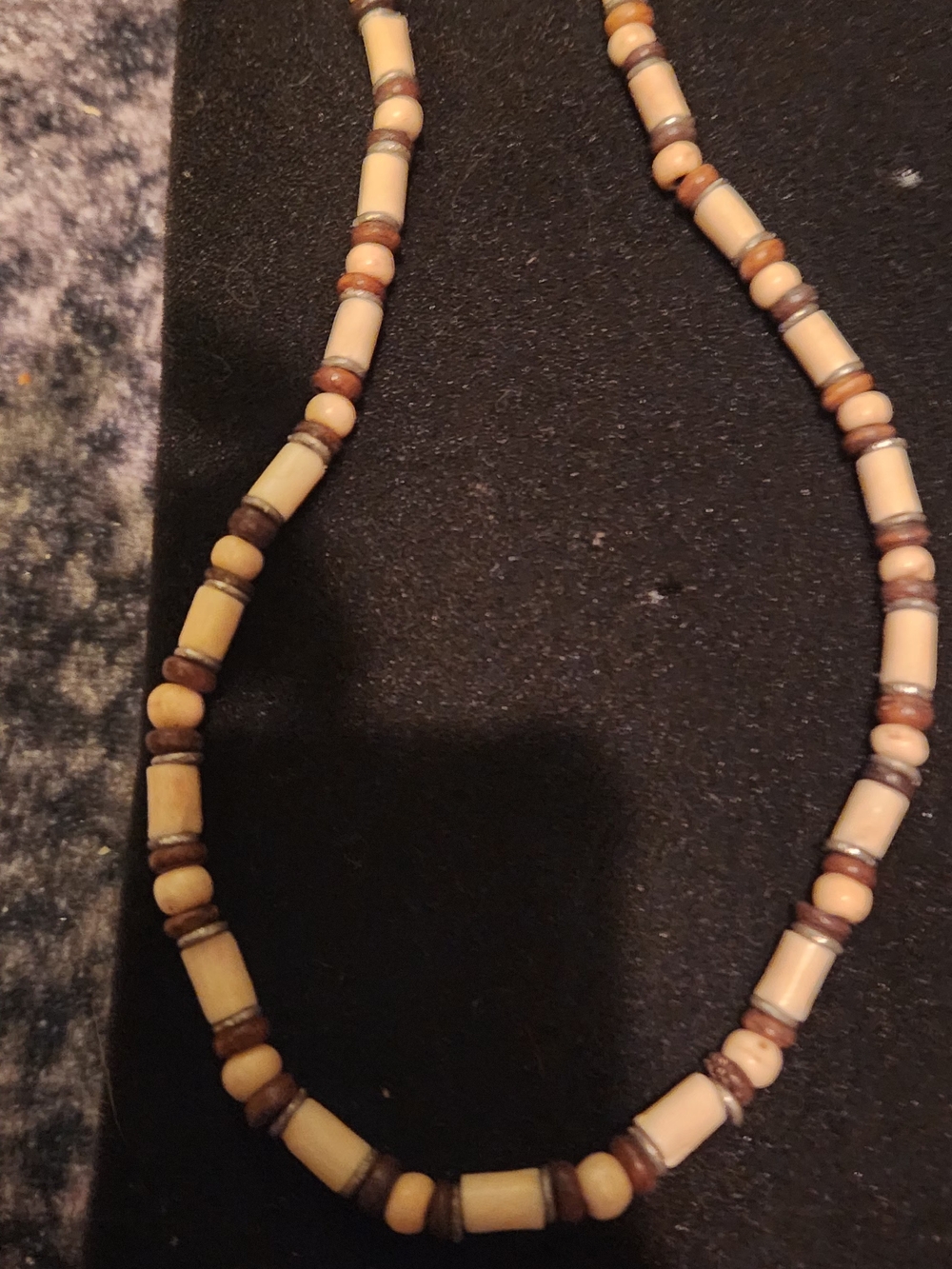 Handcrafted Beige and Brown Tube Bead Necklace - Women Jewelry